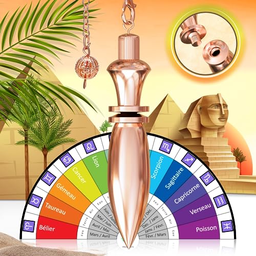 Pendolo Esoterico Egizio Thot In Ottone Ramato Premium (37 G) Rose Gold - Pendolino Divinatorio Di Radioestesia Y Divinazione Con Camera Per Testimone