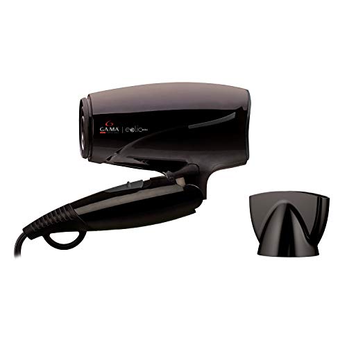 Gama Italy Professional Phon Eolic Mini, Asciugacapelli Da Viaggio, Manico Pieghevole, Nero