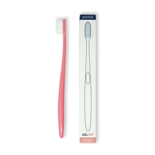 Geldis® Spazzolino Ortodontico Per Igiene E Pulizia Di Protesi Dentarie Mobili, Apparecchi E Bite Trasparenti, Testina Con Setole In Silicone, Rosa