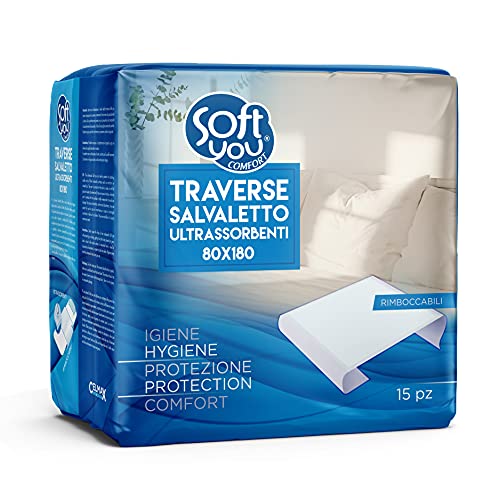 Virsus 15Pz Traverse Assorbenti Salva Materasso, Traverse Letto Impermeabili, Monouso, Rimboccabili 80X180Cm, Coprimaterasso Per Incontinenza, Protezi