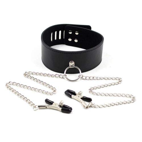 Collare Con Morsetti Per Capezzoli Leash Nipple Black