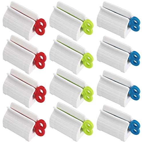 Saijer Spremi Dentifricio Manuale,12 Pcs Strizza Dentifricio Spremi Tubetto Dentifricio Dispenser Tubo Di Rotolamento Dentifricio Supporto Girevole Pe