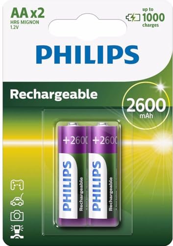 Philips Multi Life Nimh Pile Aa Mignon 2600 Mah, Confezione Da 2