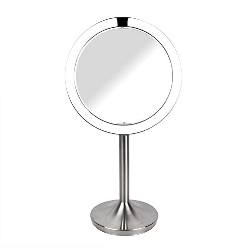 Homedics Twist Specchio Cosmetico Per Trucco Double Face, Illuminato Con Luci Led, Sensore Di Avvicinamento, Base Pesante Stabile, Ingrandimento 1X E
