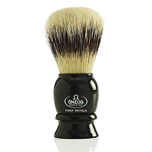 Omega Shaving Brush #13522 Pure Boar Bristles Black By Omega