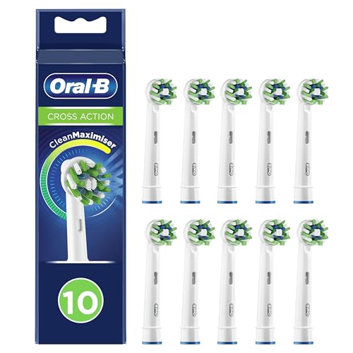 Oral-B Cross Action Testine Spazzolino Elettrico, Confezione Da 10 Testine Di Ricambio, Setole Angolate Che Si Adattano A Ogni Dente Per Una Pulizia P