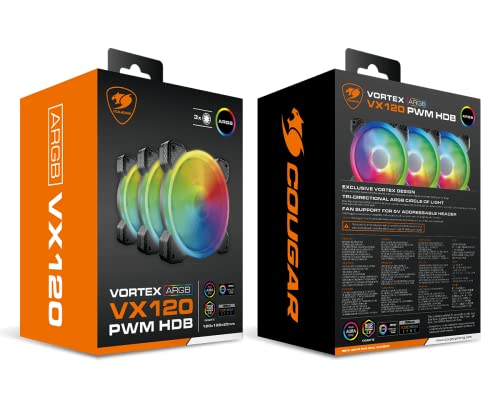 Cougar Vortex Vx120 Pwm Hdb (Tre In Un Pacchetto): Ventola Argb Con Allevamento Hdb Dinamico