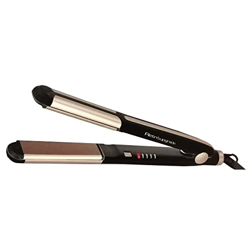 Retro Upgrade Piastra Per Capelli Professionale 602C, Nero - Piatti Speciali Per Riccioli, Ceramica Tormalina Ionica Con Calore Infrarosso - Made Ital