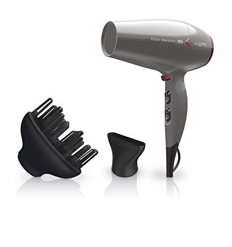 Gama Italy Professional Gh0303 Titan Keratin Diamond 3D, Asciugacapelli, Grigio