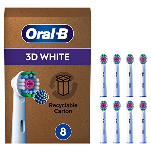 Oral-B 3D White Testine Spazzolino Elettrico, Confezione Da 8 Testine Di Ricambio, Sbiancanti, Con Esclusiva Coppetta Lucidante Per Rimuovere Le Macch