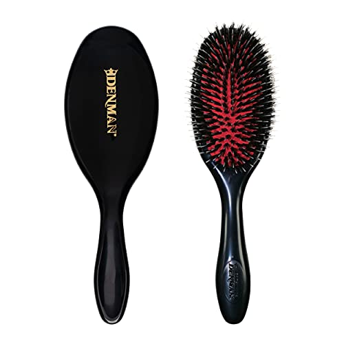 Denman Cushion Hair Brush (Medium) With Soft Nylon Quill Boar Bristles - Porcupine Style For Grooming, Detangling, Straightening, Blowdrying And Refre
