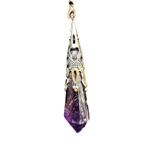 Pietra Preziosa, Pendolo Di Cristallo, Pendolo Di Cristallo Esagonale Vintage Per Rabdomanzia Pendule Chakra Reiki Divination Wicca Méditation (Améthy