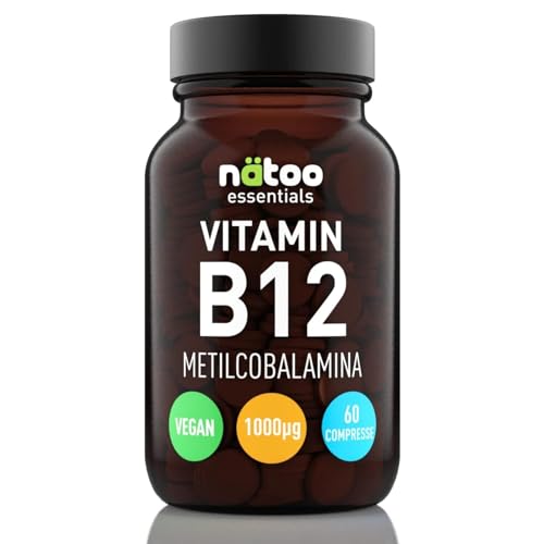Nätoo Vitamina B12 -Supporto Sistema Immunitario - Produzione Di Energia Dai Grassi E Riduzione Di Stanchezza E Affaticamento - Vegan - 60Cpr