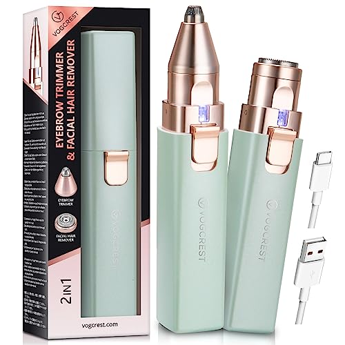 Epilatore Per Sopracciglia E Peli Del Viso Per Donna: Rasoio Elettrico 2 In 1 Per Il Viso E Le Sopracciglia - Luce Led Integrata Per La Rimozione Dei