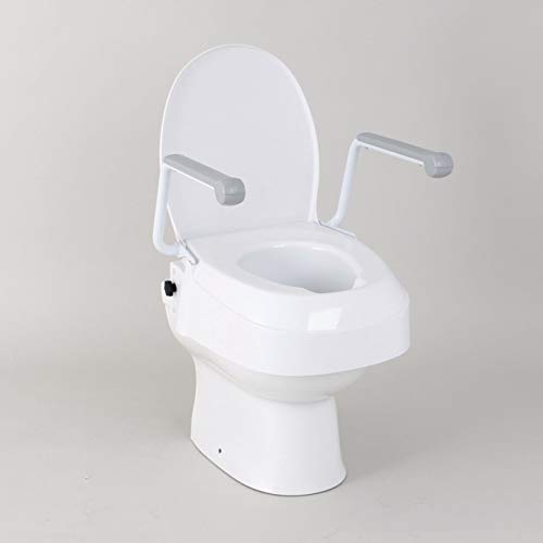 Homecraft Raised Toilet Seat With Arms, Easier To Sit And Stand, Independence For Elderly Seniors, Steel Frame, Lift-Up Abs Arms, Elevated Seat, Highe