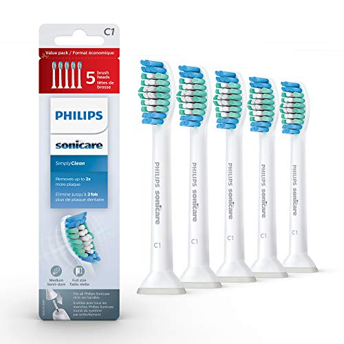 Philips Sonicare Testine Di Ricambio Originali Simplyclean Hx6015/03 Per Spazzolino Da Denti, 5 Testine Bianche