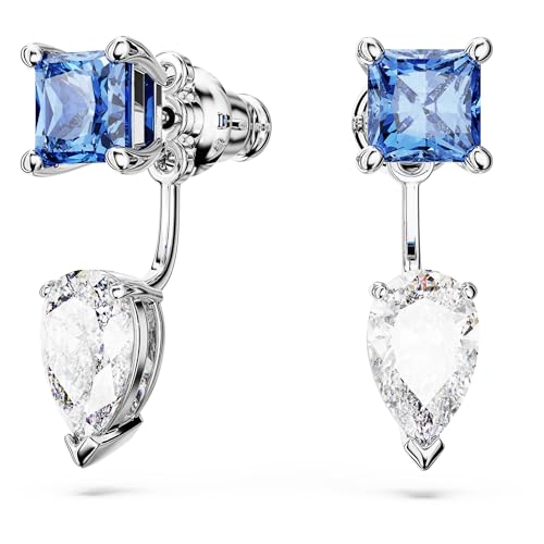 Swarovski Mesmera Orecchini A Lobo, Con Zirconiaswarovski Bicolore A Taglio Misto, Placcatura In Tonalità Rodio, Blu