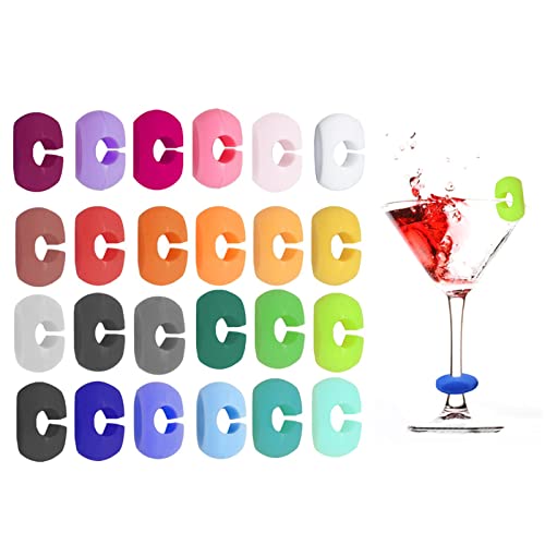 Airtailors Segnabicchiere Silicone 24 Colori,Segna Bicchieri Calici,Marcatori Per Bicchieri Da Vino Riutilizzabili Marcatori, Per Varie Tazze, Fornitu