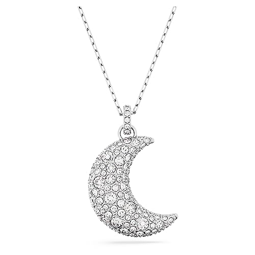 Swarovski Luna Collana Pendente, Con Cristalliswarovski, Chiusura A Moschettone, Placcato In Tonalità Rodio, Bianco