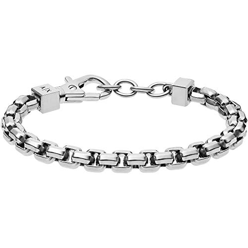 Armani Exchange Bracciale Da Uomo, L 24 Mm X L 15,5 Mm X H 6,2 Mm Bracciale In Acciaio Inox Argento, Axg0045040