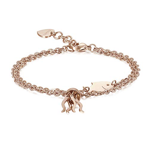 S’Agapõ Bracciale Da Donna Di Sagapò Della Collezione Haiti. Bracciale In Acciaio E Pvd Oro Rosa. Lunghezza: 185 Mm. Peso: 4. 9 Grammi. La Referenza È