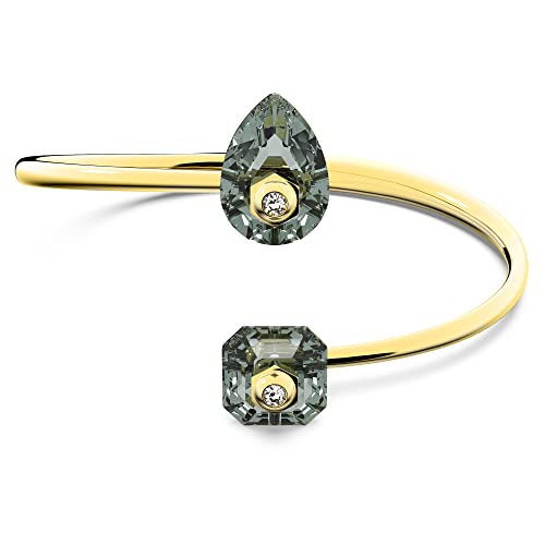 Swarovski Numina Bracciale Rigido Aperto, Placcato In Tonalità Oro Con Cristalli Con Taglio Imperiale E A Goccia, Taglia M, Grigio