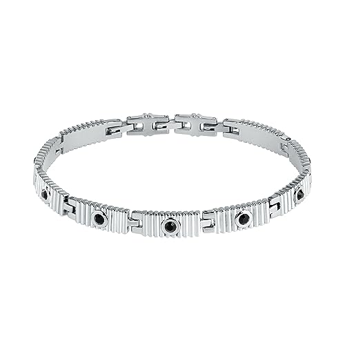 Morellato Bracciale Uomo In Acciaio, Cristalli Neri, Collezione Urban - Sabh31