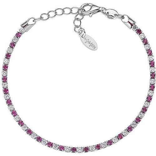 Bracciale Donna Amen Btabbr16 In Argento 925 Rodiato Con Zirconi Bianchi E Rossi Collezione Tennis
