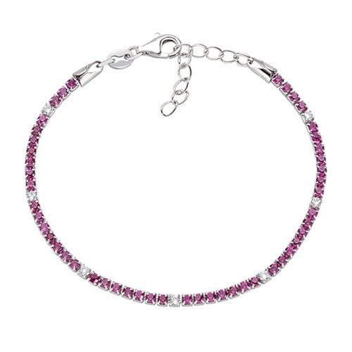 Amen Bracciale Tennis Rodio Zirconi Rossi