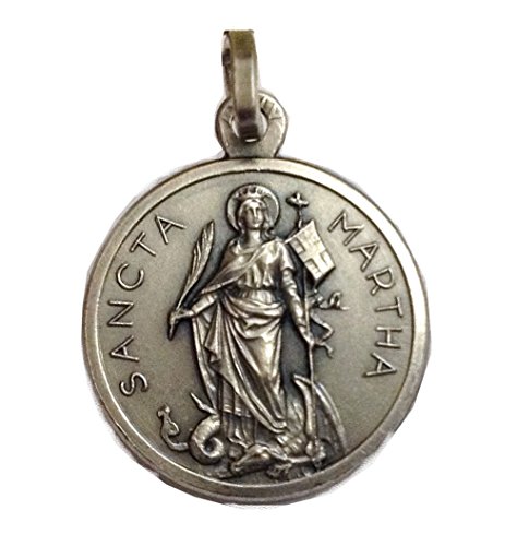 I G J Medaglietta Santa Marta In Argento Massiccio 925-925 Sterling Silver Saint Martha Medal