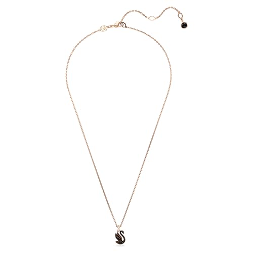 Swarovski Pendenteswarovski Swan, Cigno, Piccolo, Nero, Placcato Color Oro Rosa