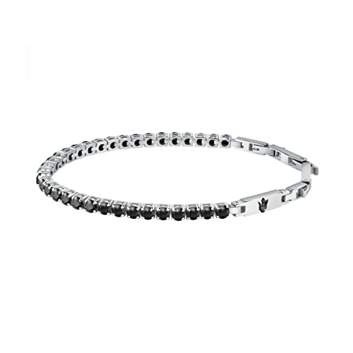 Maserati Jewels Bracciale Uomo In Acciaio, Zirconi, Ip Nero - Jm222Avc04