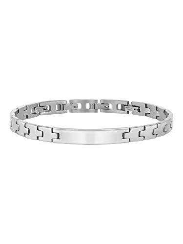 Breil, Bracciale Uomo Collezione Carve, Bracciale Maschile In Acciaio Lucido Con Elemento Centrale Personalizzabile, Con Chiusura A Gioielleria Regola