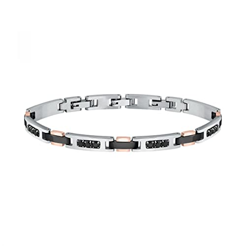 Morellato Urban Bracciale Uomo In Acciaio Inossidabile, Zircone, Ip Nero Oro Rosa - Sabh22
