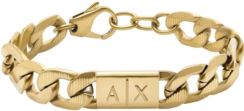 Armani Exchange Bracciale Da Uomo, Lunghezza: 190Mm+35Mm, Larghezza: 18Mm, Altezza: 11.5Mm Bracciale In Oro E Acciaio Inossidabile, Axg0078710