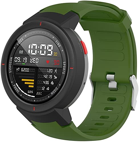 Compatibile Con Cinturino Amazfit Verge/Verge Lite, Cinturino Sportivo In Silicone (Verde Militare)