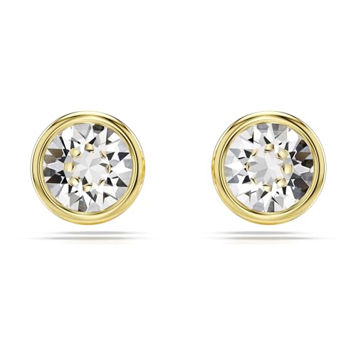 Swarovski Orecchini A Lobo Imber, Taglio Tondo, Bianchi, Placcato Color Oro