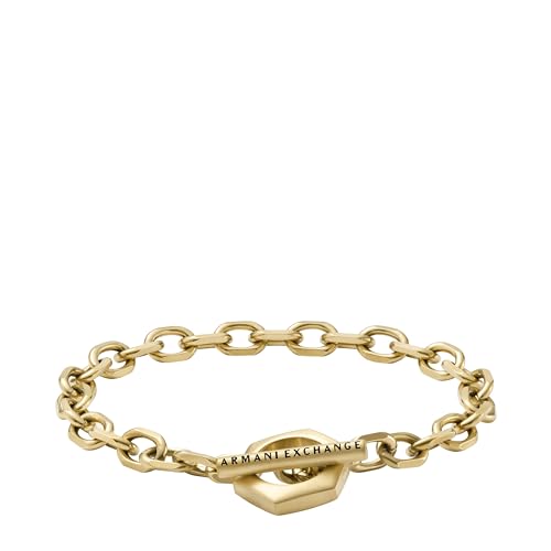 Armani Exchange Bracciale Da Uomo, Lunghezza: 220Mm, Larghezza: 17.5Mm, Altezza: 20Mm Bracciale In Acciaio Inox Oro, Axg0104710