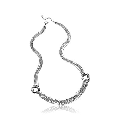 Breil, Collezione Skyfall, Collana Donna In Acciaio, Con Due Catene Di Diverso Stile E Lunghezza E Chiusura A Moschettone, Indossabile In 3 Diversi Mo