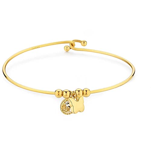 Bracciale Rigido In Acciaio Con Pendenti A Forma Di Farfalla E Cristallo Crystal Da Donna Del Brand S'Agapò Della Collezione Lucky Light. Finitura Col