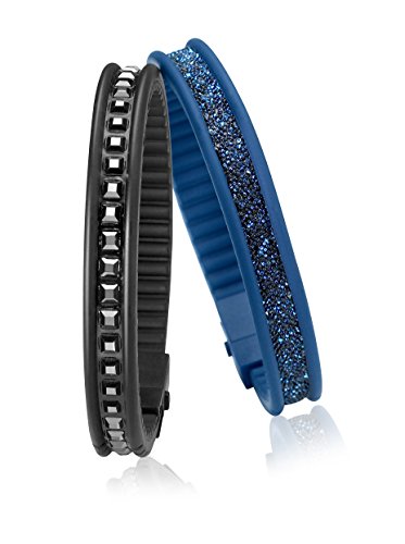 Hip-Hop Jewels Bracciale Rail Nero/Blu Unica