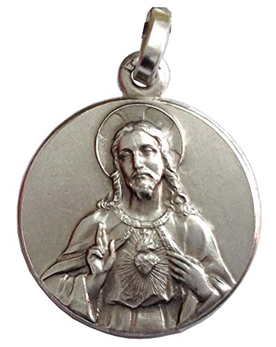 Medaglietta Sacro Cuore Di Gesù In Argento 925-925 Sterling Silver Sacred Heart Of Jesus Medal