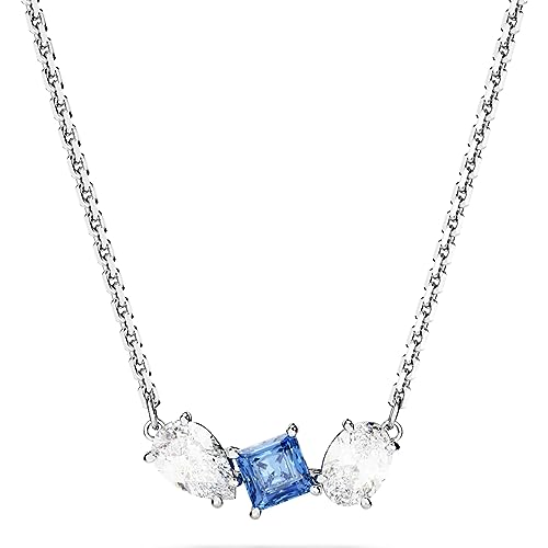 Swarovski Mesmera Collana Pendente, Con Zirconiaswarovski A Taglio Misto, Chiusura A Moschettone, Placcatura In Tonalità Rodio, Blu