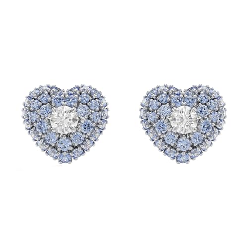 Boucles D'Oreilles Swarovski Hyperbola Coeur Bleu