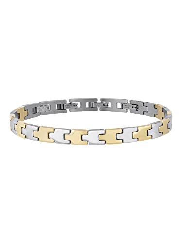 Breil, Collezione Carve, Bracciale Uomo In Acciaio Lucido Bicolor, Con Elemento Centrale Personalizzabile Con Incisione, Pratica Chiusura A Gioielleri