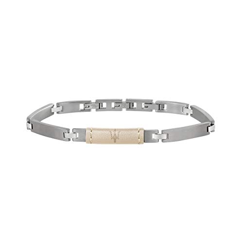 Maserati Bracciale Da Uomo, Collezione Maserati J, In Acciaio, Cuoio - Jm218Amd03