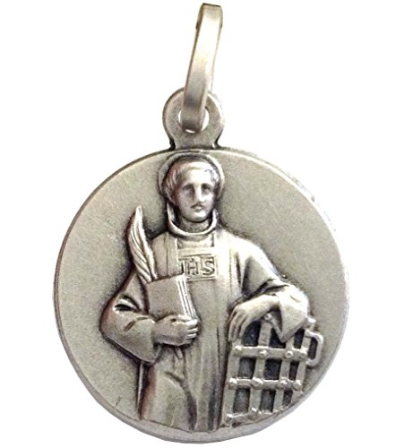 Medaglietta San Lorenzo In Argento Massiccio 925-925 Sterling Silver Saint Lorenz Medal