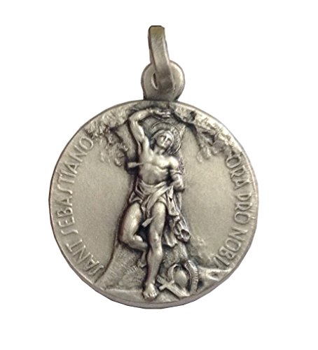 Medaglietta San Sebastiano In Argento Massiccio 925-925 Sterling Silver Saint Sebastian Medal