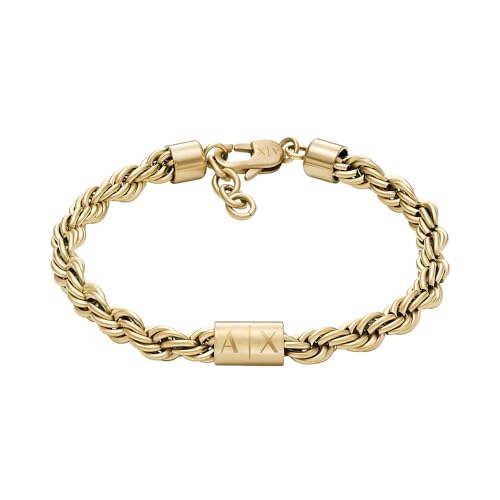 Armani Exchange Bracciale A Catena Da Uomo In Acciaio Color Oro, Axg0124710
