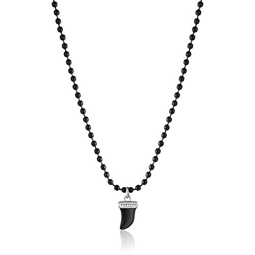 Collana Da Uomo Di S'Agapo Della Collezione Charisma. Gioiello Realizzato In Acciaio 316L Pvd Nero Con Forma Di Dente Di Squalo Con Smalto Nero. Lungh